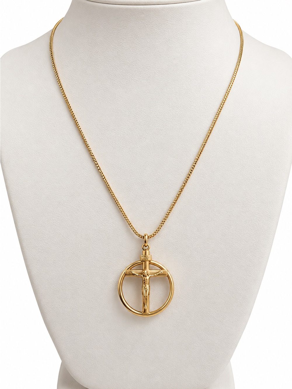 18K Solid Gold 23” Chain + 14K Crucifix Pendant Necklace 13g